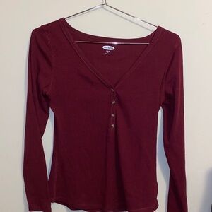 Old Navy Women's Deep Red V-Neck Blouse